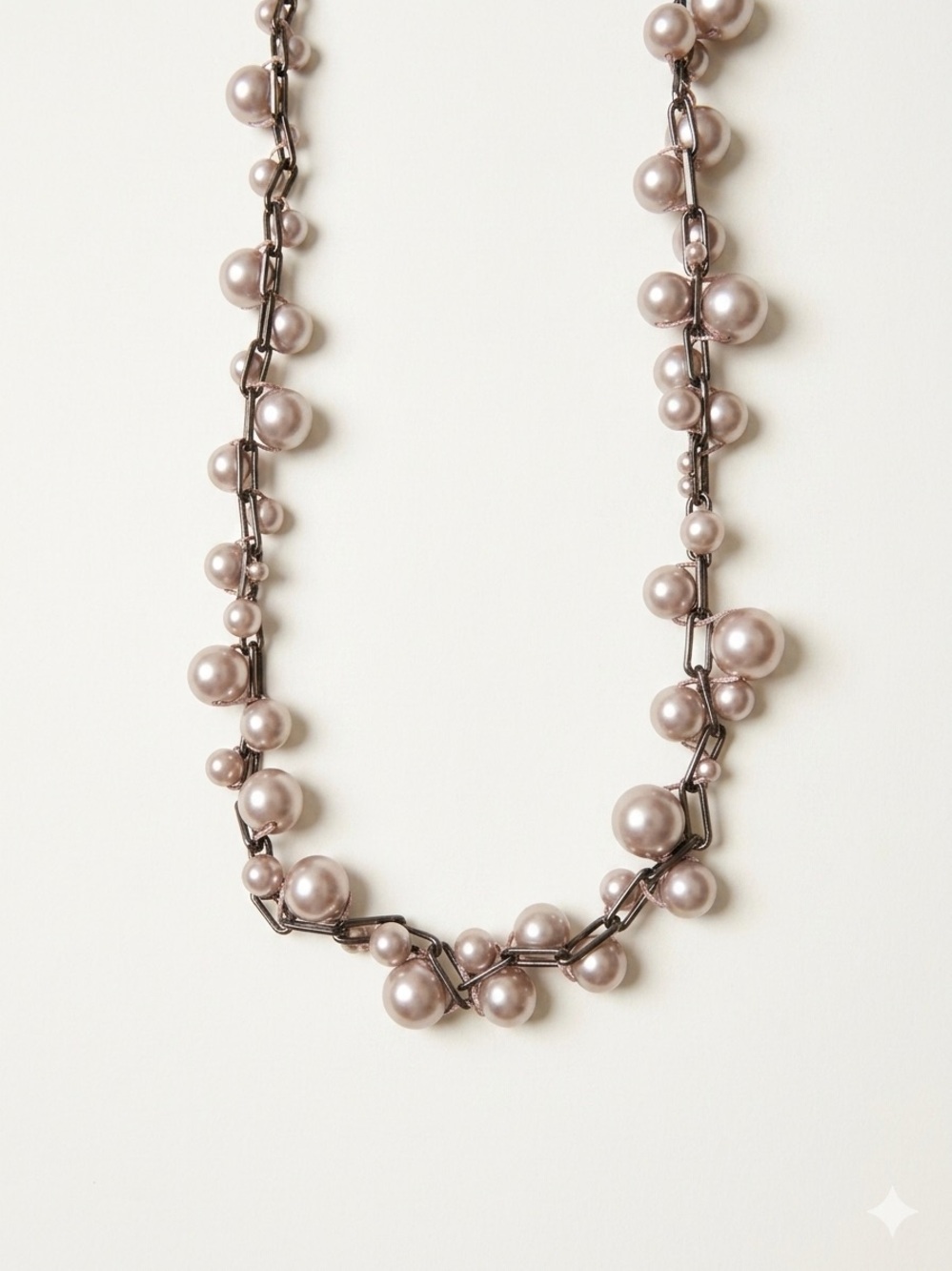 [NWOT] J.Crew Mixed Size Pearl & Dark Metal Chain Statement Necklace - Worn Once